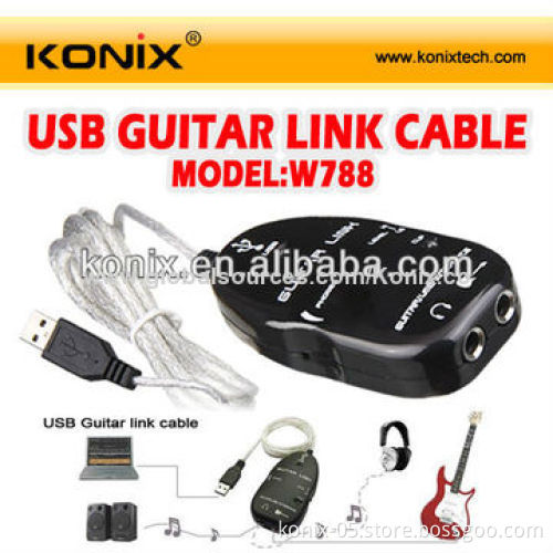 Black/White USB Guitar Link Cable for PC/Mac Recording China Electric Guitar Accessory